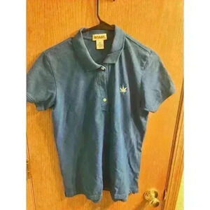 Boast Blue Pot Leaf Logo Golf Tennis Pickleball Polo Top L